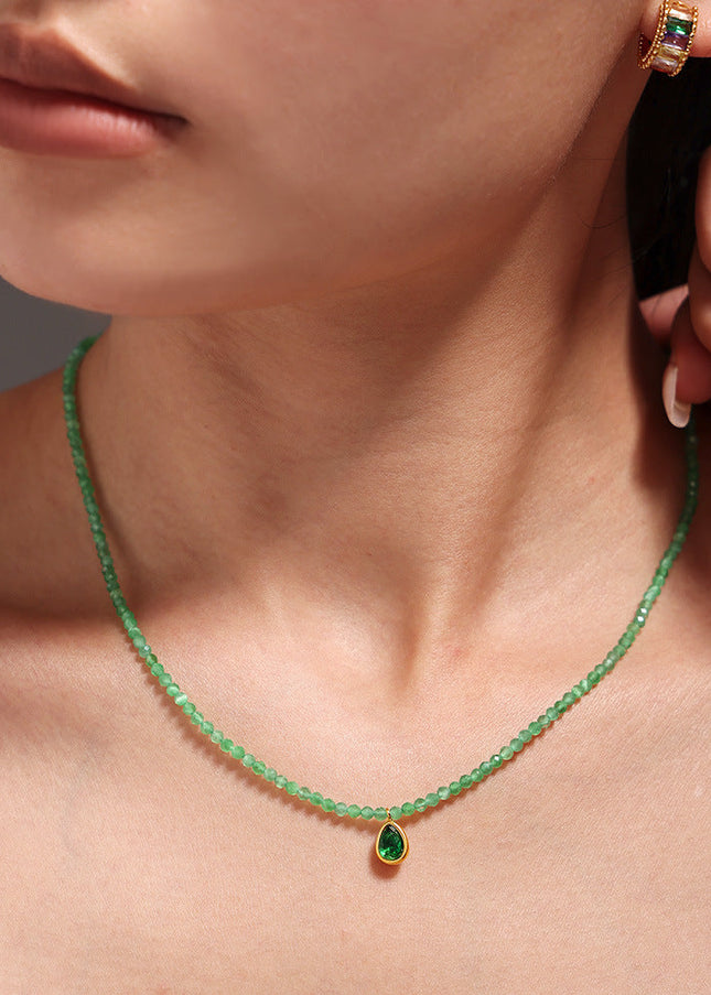 Mystery jewelry, natural stone, beads, emeralds, opal, water drops, pendants, stainless steel clavicles, national tide necklaces in stock