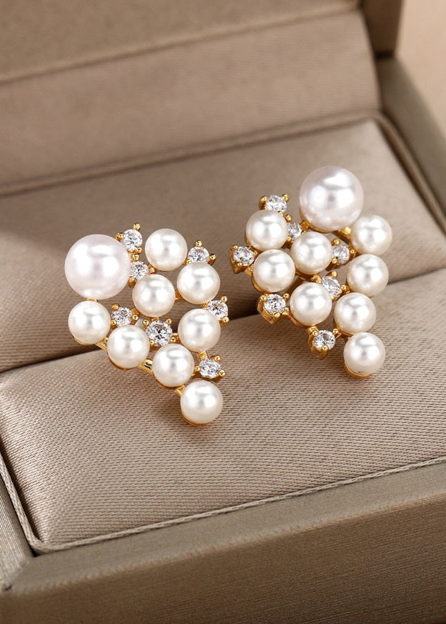 Romarin Earrings | Gold Pearl Drop Earrings - Gold - Earrings