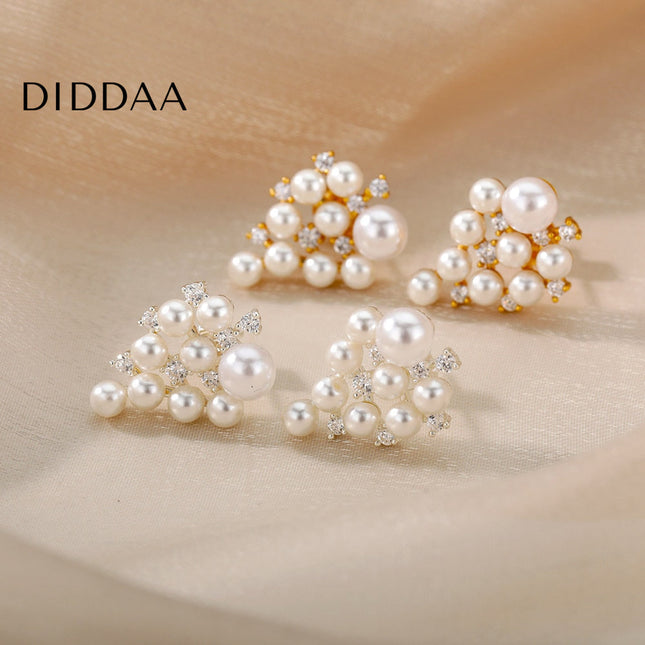 Romarin Earrings | Gold Pearl Drop Earrings - Silver - Earrings