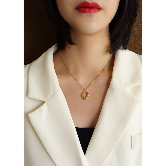 European and American chocker special-shaped heavy industry hand-made irregular geometric pendant titanium steel 18k gold clavicle necklace P987