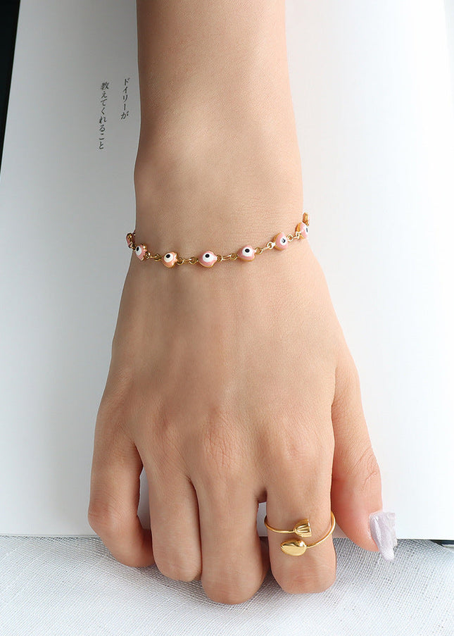 European and American bracelet dripping oil pink small fish bracelet titanium steel 18k gold hand ornament girlfriend gift E249