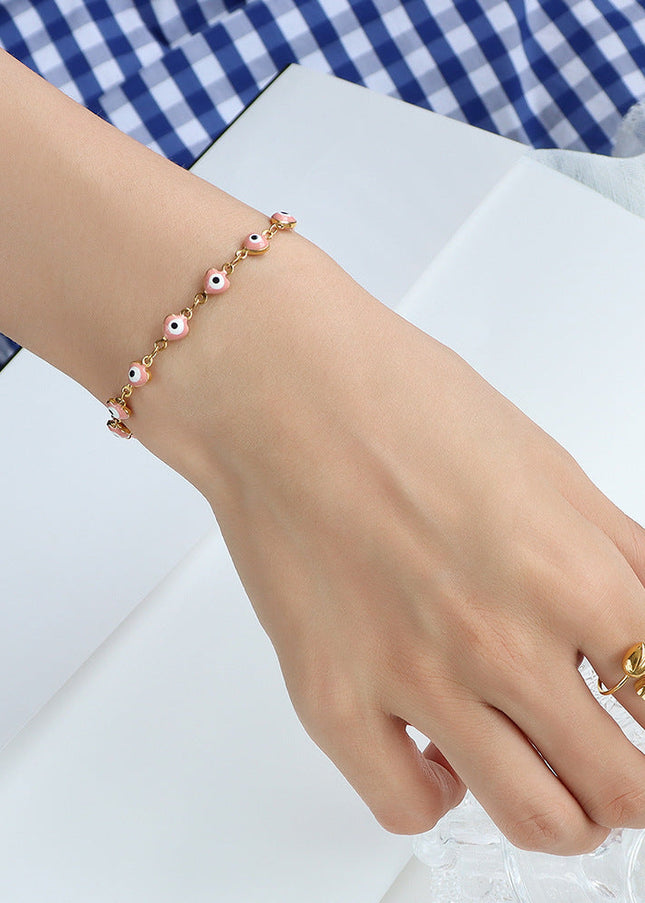 European and American bracelet dripping oil pink small fish bracelet titanium steel 18k gold hand ornament girlfriend gift E249