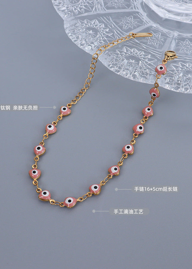 European and American bracelet dripping oil pink small fish bracelet titanium steel 18k gold hand ornament girlfriend gift E249