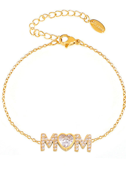 Mystery love heart inlaid zircon letter MAM bracelet titanium steel plated 18K real gold non-fading temperament simple new hand ornament