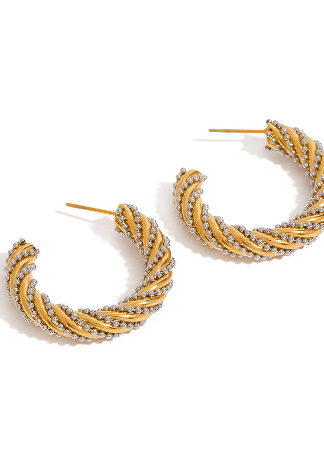 Jieding European and American cross-border stainless steel double C earrings high-end light luxury niche earrings titanium steel earrings