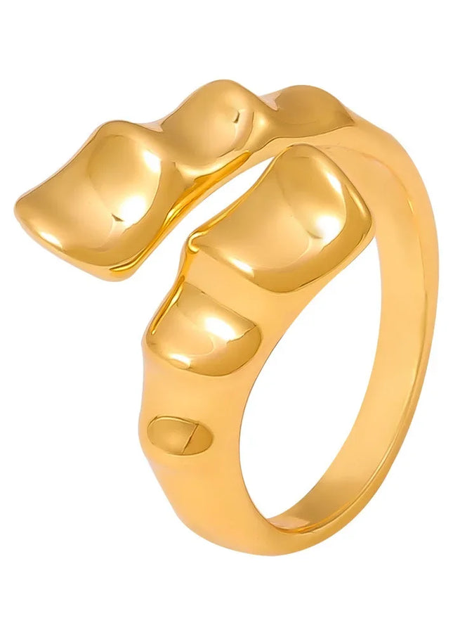 European and American ins wind irregular karst open ring 18k real gold plated personality shaped copper material index finger ring wholesale