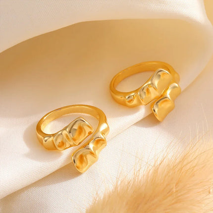 European and American ins wind irregular karst open ring 18k real gold plated personality shaped copper material index finger ring wholesale