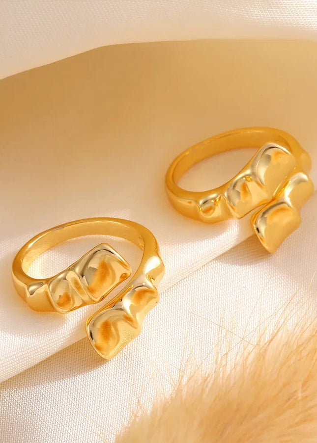 European and American ins wind irregular karst open ring 18k real gold plated personality shaped copper material index finger ring wholesale