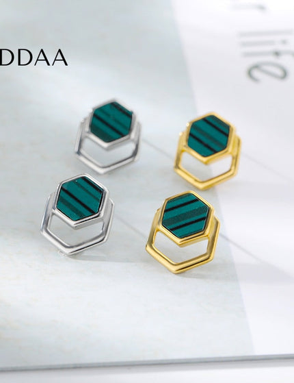Sage Earrings | Gold Green Stud Earrings - Silver - Earrings