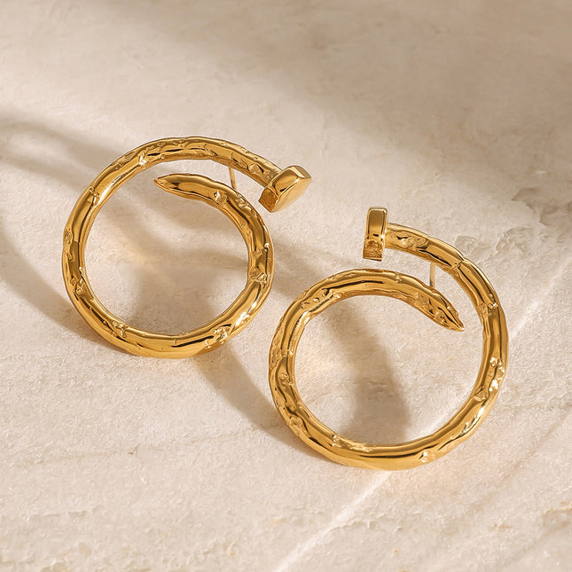 Jieding European and American stainless steel circle earrings, high-end exaggerated earrings, titanium steel earrings, cross-border jewelry, earrings