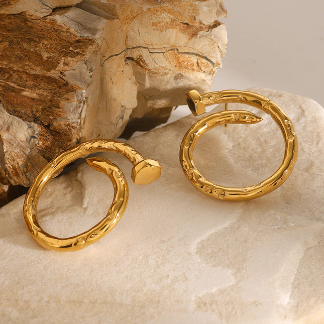 Jieding European and American stainless steel circle earrings, high-end exaggerated earrings, titanium steel earrings, cross-border jewelry, earrings