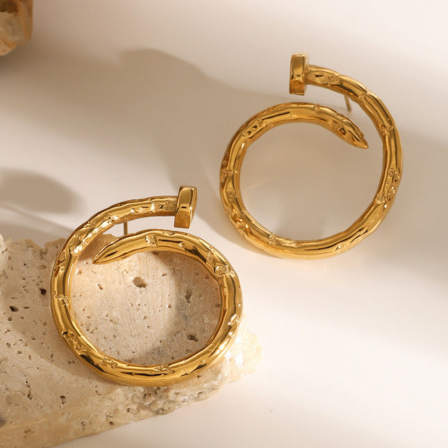 Jieding European and American stainless steel circle earrings, high-end exaggerated earrings, titanium steel earrings, cross-border jewelry, earrings