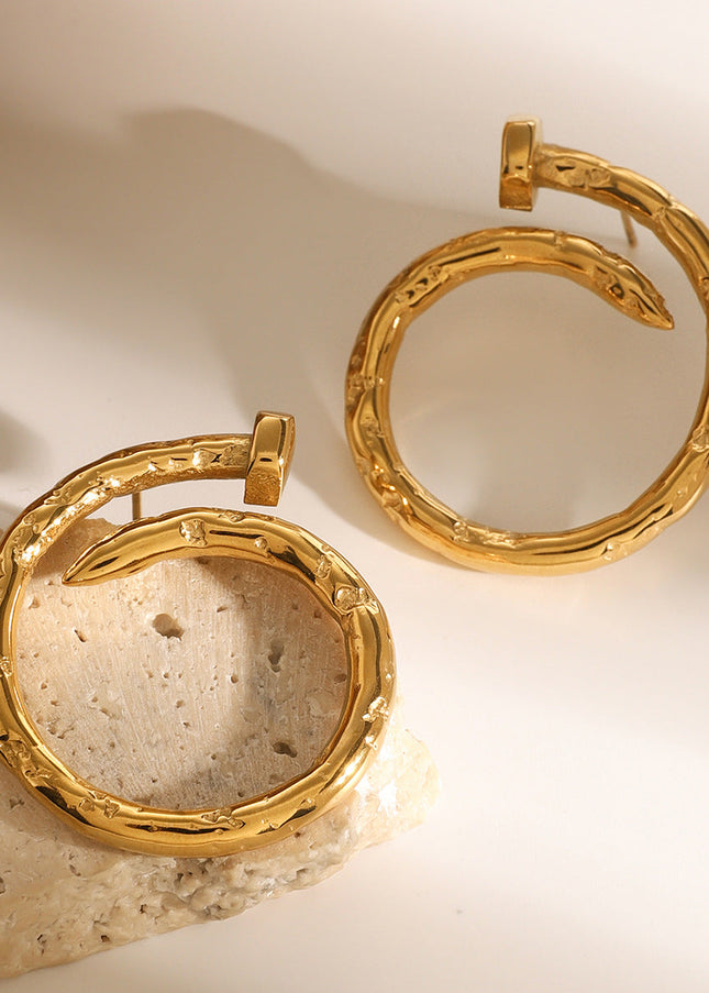 Jieding European and American stainless steel circle earrings, high-end exaggerated earrings, titanium steel earrings, cross-border jewelry, earrings