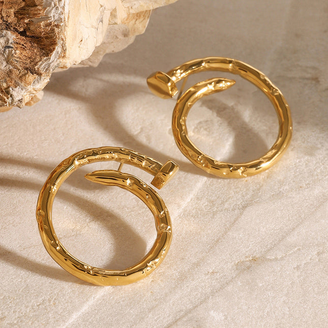 Jieding European and American stainless steel circle earrings, high-end exaggerated earrings, titanium steel earrings, cross-border jewelry, earrings