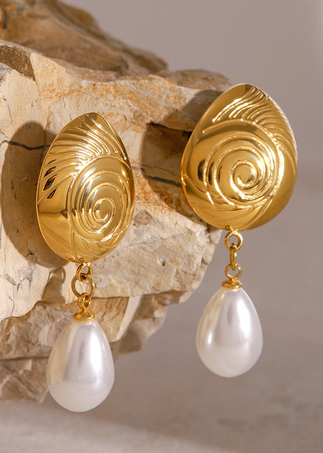 Jieding European and American stainless steel pearl earrings high-quality ins marine stud earrings titanium steel non-fading earrings cross-border