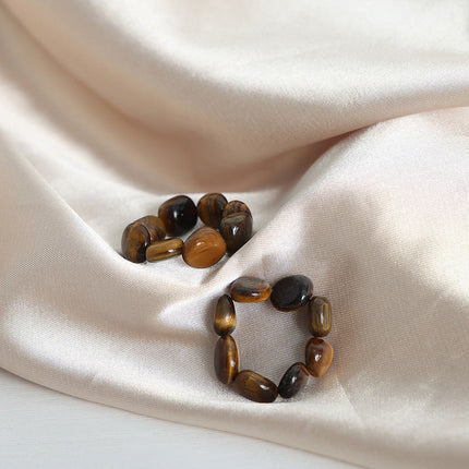 New cross-border personality temperament, fashionable and versatile, natural tiger's eye elastic rope ring, high-end sense of simplicity, jewelry women