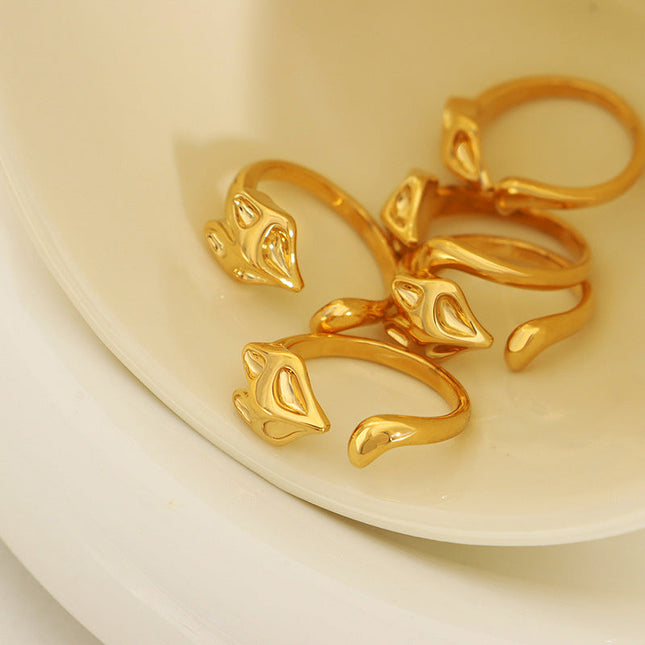 Korean ins style, personality, creative design, charming, fox open ring, non-fading, trendy, fashionable, ringed girl