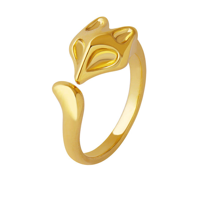 Korean ins style, personality, creative design, charming, fox open ring, non-fading, trendy, fashionable, ringed girl