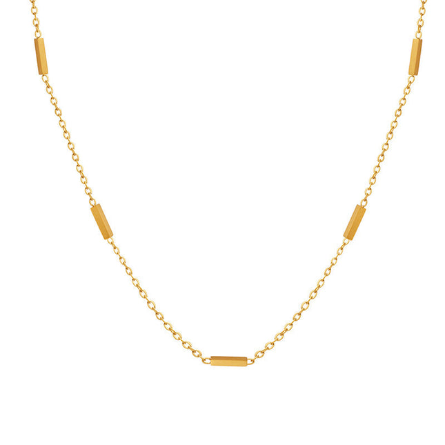 Exquisite and small Korean ins style simple splicing titanium steel gold-plated necklace trendy versatile niche design clavicle chain