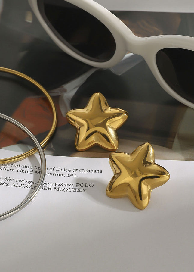 Jieding European and American five-pointed star titanium steel stud earrings, light luxury, high-end earrings, non-fading jewelry, stainless steel cross-border