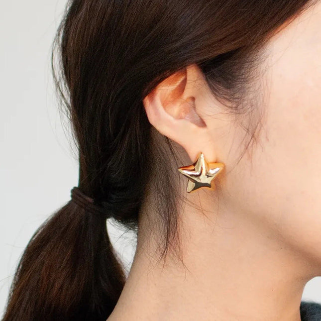 Jieding European and American five-pointed star titanium steel stud earrings, light luxury, high-end earrings, non-fading jewelry, stainless steel cross-border