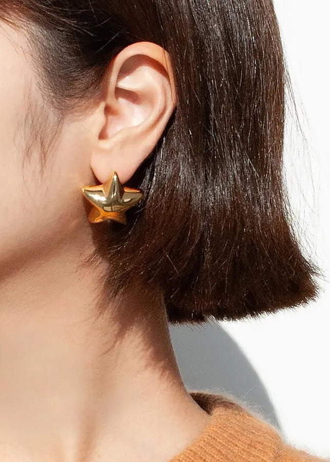 Jieding European and American five-pointed star titanium steel stud earrings, light luxury, high-end earrings, non-fading jewelry, stainless steel cross-border