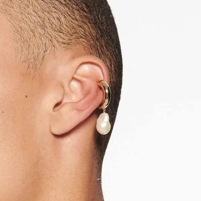 Jieding European and American titanium steel earrings, light luxury, high-end pearl non-hole ear clip earrings, cross-border stainless steel jewelry