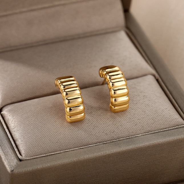Saraid Earrings | Gold Rugged Stud Earrings - Gold - Earrings