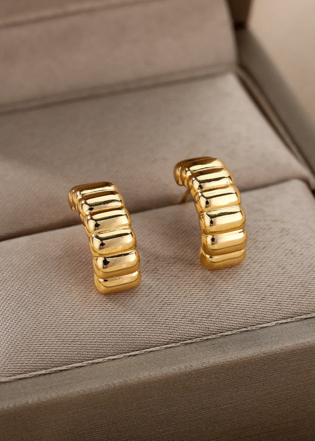 Saraid Earrings | Gold Rugged Stud Earrings - Gold - Earrings