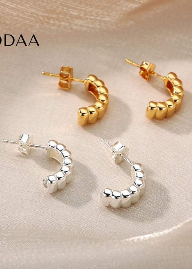 Saraid Earrings | Gold Rugged Stud Earrings - Silver - Earrings