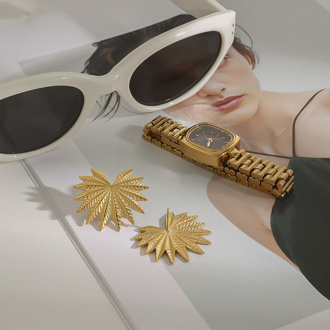 Jieding Europe and America 18k titanium steel stud earrings light luxury high-end earrings earrings cross-border stainless steel jewelry