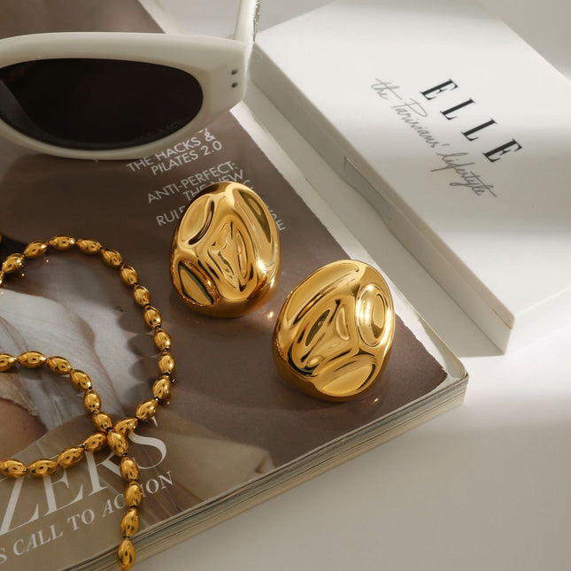 Jieding Europe and the United States 18k gold titanium steel stud earrings light luxury high-end earrings do not fade jewelry stainless steel cross-border