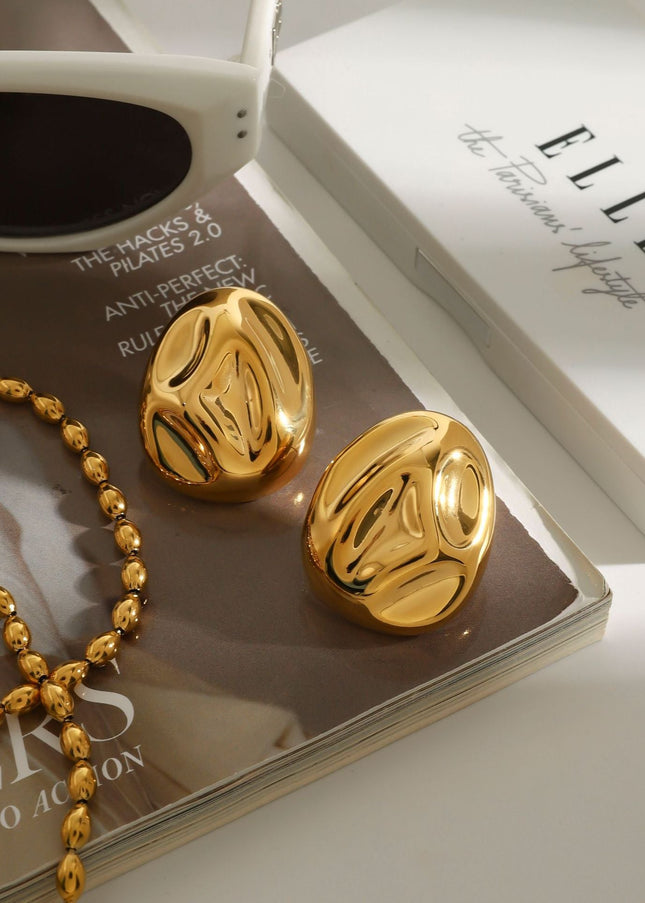 Jieding Europe and the United States 18k gold titanium steel stud earrings light luxury high-end earrings do not fade jewelry stainless steel cross-border