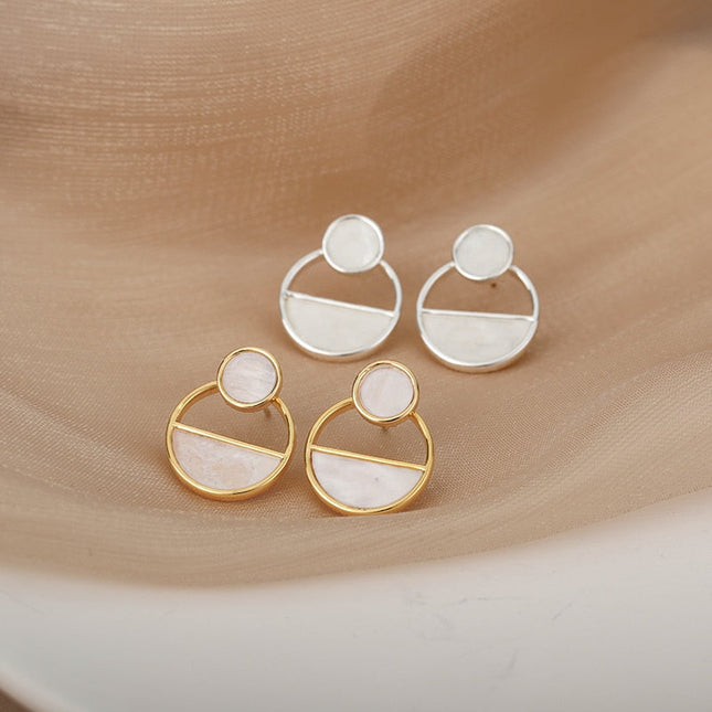 Saunte Earrings | Gold Silver Marble Stud Earrings - Gold - Earrings