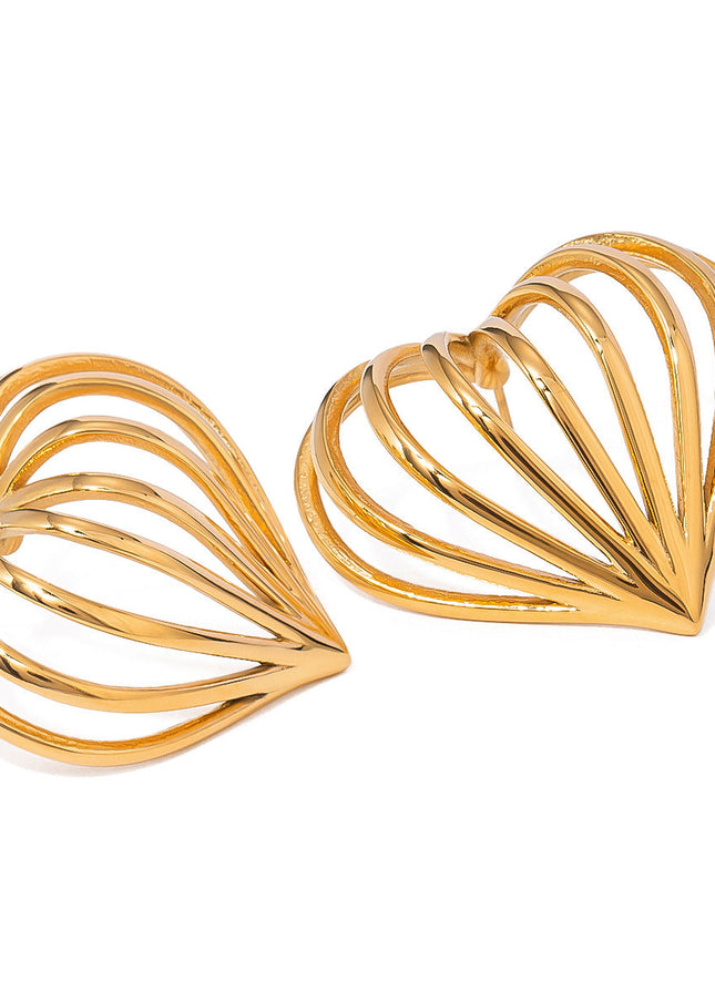 Jieding stainless steel love earrings high-end niche gold stud earrings European and American cross-border ear jewelry titanium steel rings