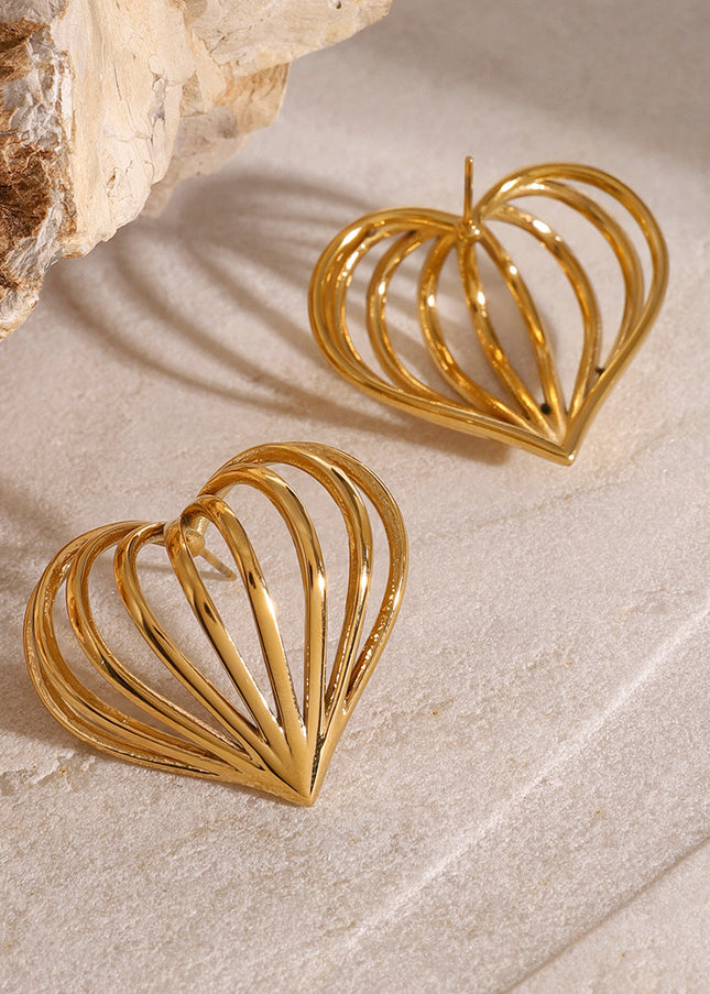 Jieding stainless steel love earrings high-end niche gold stud earrings European and American cross-border ear jewelry titanium steel rings