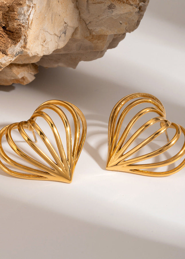 Jieding stainless steel love earrings high-end niche gold stud earrings European and American cross-border ear jewelry titanium steel rings