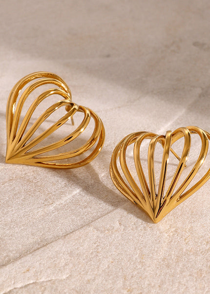 Jieding stainless steel love earrings high-end niche gold stud earrings European and American cross-border ear jewelry titanium steel rings