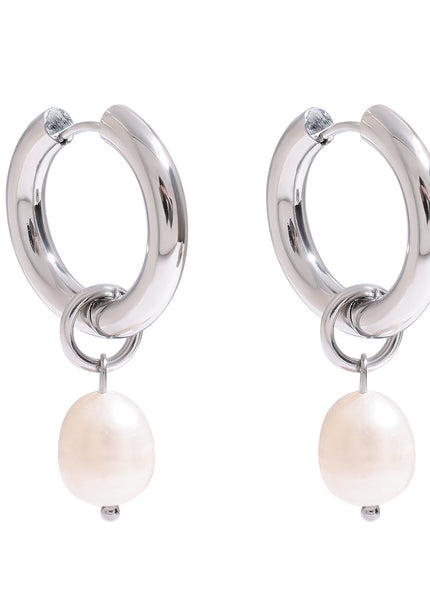 Jieding European and American stainless steel pearl earrings, light luxury, high-end earrings, non-fading jewelry, titanium steel jewelry, cross-border women