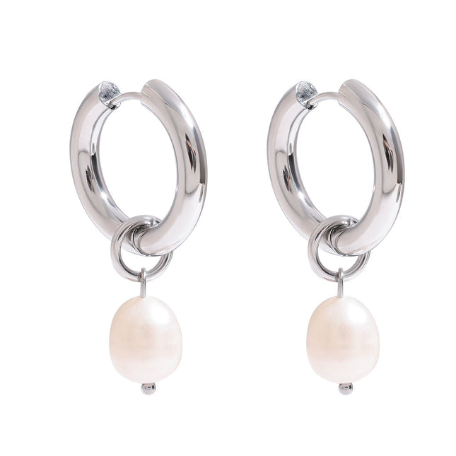 Jieding European and American stainless steel pearl earrings, light luxury, high-end earrings, non-fading jewelry, titanium steel jewelry, cross-border women