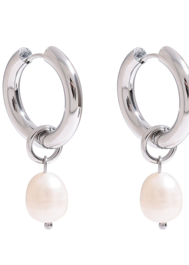 Jieding European and American stainless steel pearl earrings, light luxury, high-end earrings, non-fading jewelry, titanium steel jewelry, cross-border women
