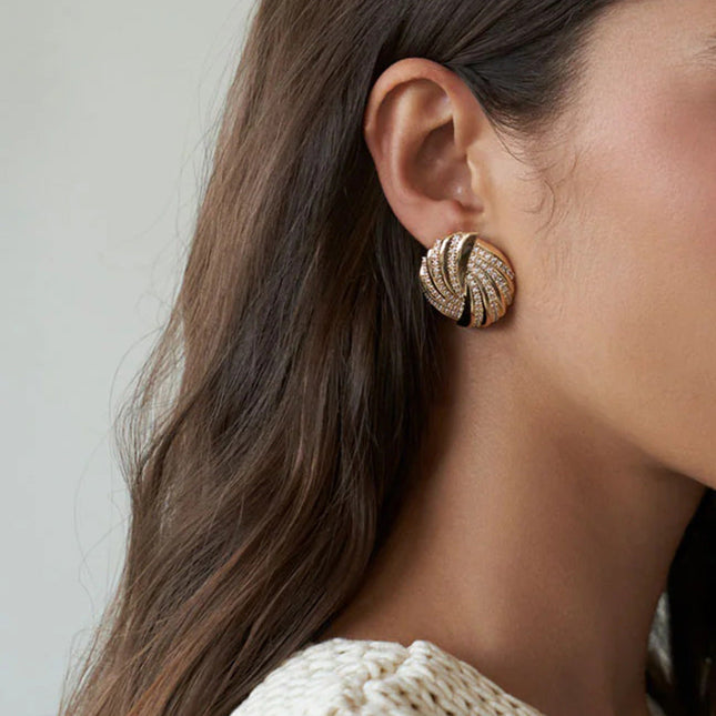 Jieding European and American stainless steel geometric stud earrings with diamonds luxury niche earrings titanium steel earrings cross-border earrings