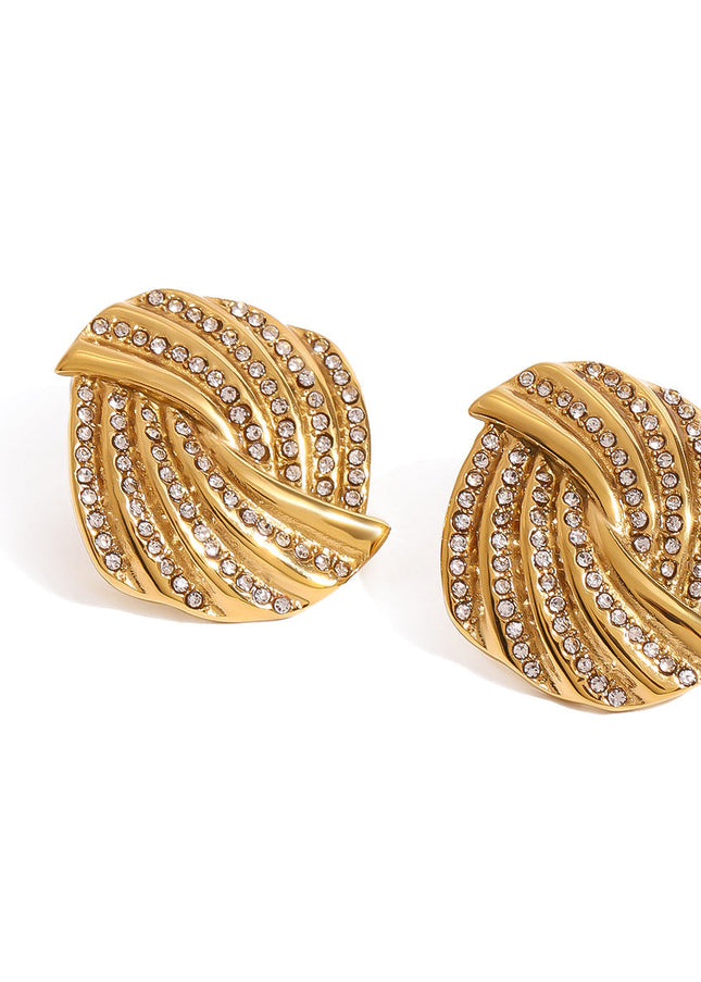 Jieding European and American stainless steel geometric stud earrings with diamonds luxury niche earrings titanium steel earrings cross-border earrings