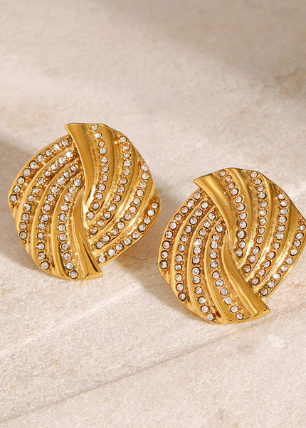 Jieding European and American stainless steel geometric stud earrings with diamonds luxury niche earrings titanium steel earrings cross-border earrings