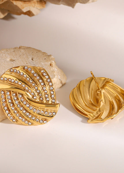 Jieding European and American stainless steel geometric stud earrings with diamonds luxury niche earrings titanium steel earrings cross-border earrings