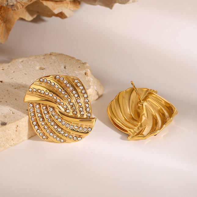 Jieding European and American stainless steel geometric stud earrings with diamonds luxury niche earrings titanium steel earrings cross-border earrings