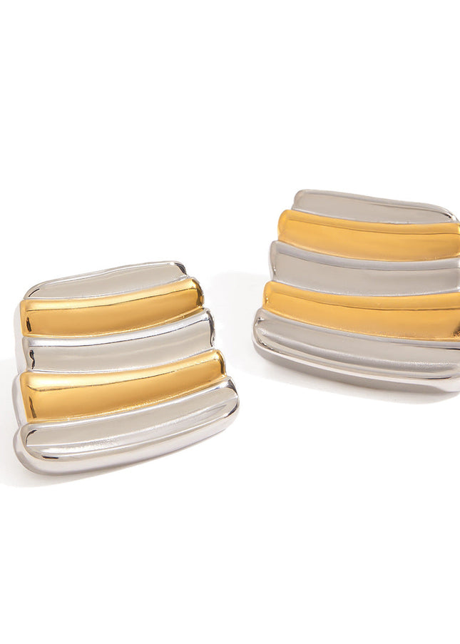 Jieding European and American stainless steel color-blocked earrings, light luxury, high-end earrings, non-fading titanium steel jewelry, design sense