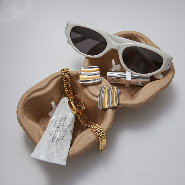 Jieding European and American stainless steel color-blocked earrings, light luxury, high-end earrings, non-fading titanium steel jewelry, design sense