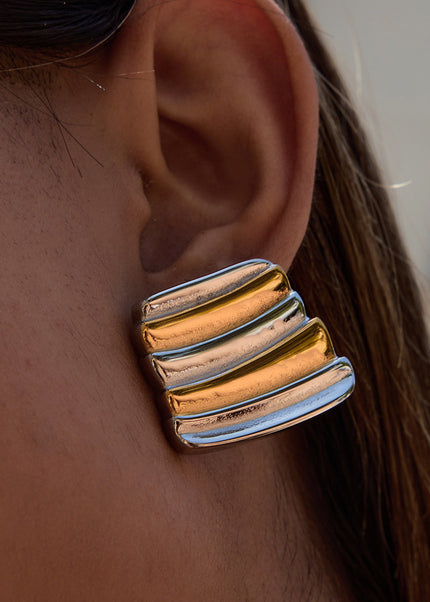 Jieding European and American stainless steel color-blocked earrings, light luxury, high-end earrings, non-fading titanium steel jewelry, design sense