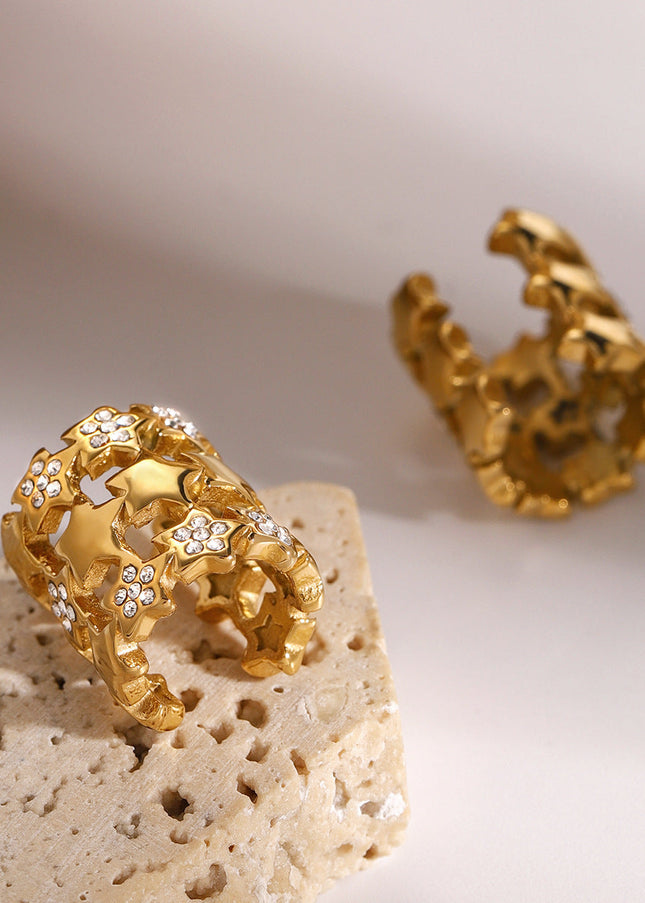 Jieding European and American stainless steel rhinestone earrings, star ear bone clip, ins, high-end earrings, titanium steel jewelry, cross-border women